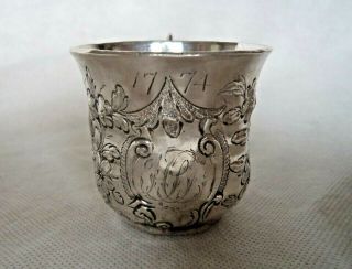 ROYALIST 17TH / 18TH CENTURY SOLID SILVER ENGLISH TOASTING CUP 3