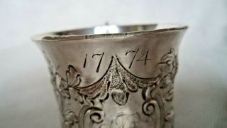 ROYALIST 17TH / 18TH CENTURY SOLID SILVER ENGLISH TOASTING CUP 4