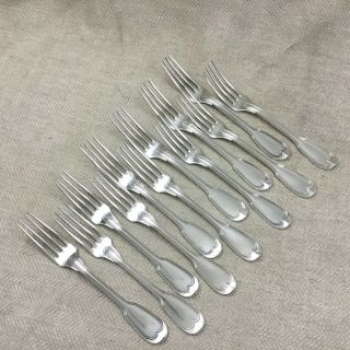 Christofle Silver Plate Chinon Cutlery Silverware Large Table Forks Set Of 12