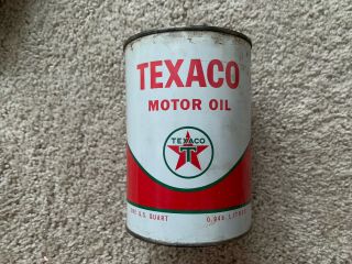 Vintage Texaco Motor Oil Can 1 Qt Petroliana Mancave Garage