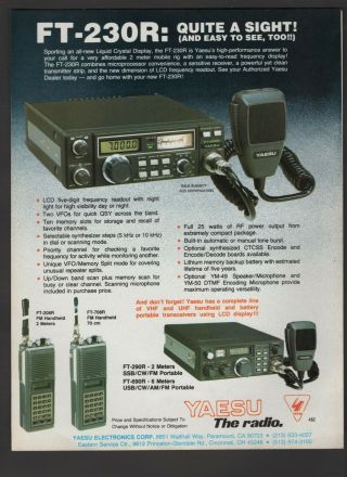 1982 Yaesu Ft - 230r 2 Meter Ham Amateur Radio Transceiver Vintage Print Ad A82