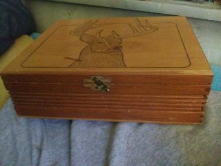 Vintage House of Windsor Palmas Wood Cigar Box with a deer on the cover Dovetail 3