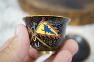 1930 ' s Chinese Gilt Cloisonne Enamel Cup & Saucer Qing Dynasty & American Flags 3