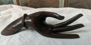 INCREDIBLE Vintage Mid Century Modern Carved Solid wood ROSEWOOD HAND SCULPTURE 2