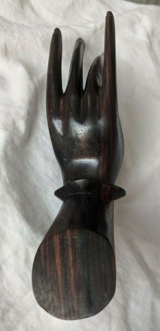 INCREDIBLE Vintage Mid Century Modern Carved Solid wood ROSEWOOD HAND SCULPTURE 6