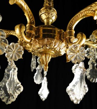 Antique French Louis XV Solid bronze and glass chandelier (1127) 3