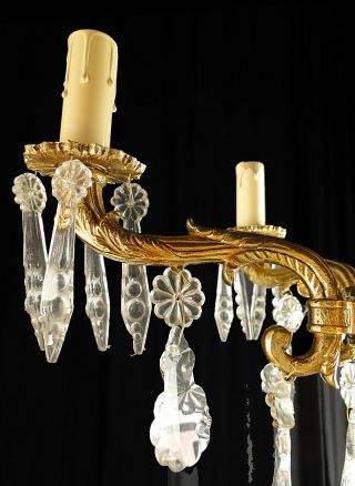 Antique French Louis XV Solid bronze and glass chandelier (1127) 4