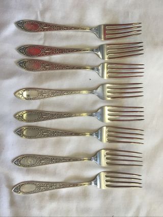 Set Of 8 Whiting Sterling Silver Dinner Forks Adam Pattern