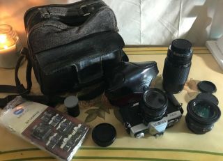 Vintage Minolta Xg - 1 Camera & Accessories Case,  Lenses
