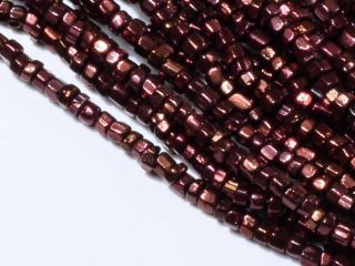 Hank (2500) Vintage Czech Purple Metallic Faceted Seed Glass Beads 17bpi