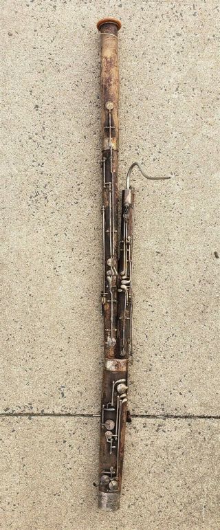 Thriftchi Wenzel Schreiber Wood Bassoon Silver Plate Fittings 53 " Long German