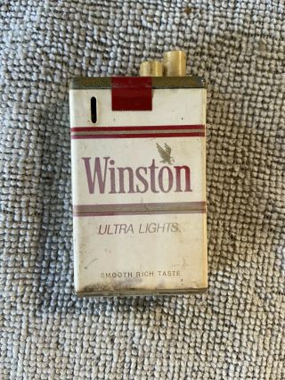 Vintage Winston Ultra Lights Cigarette Pack Shaped Lighter