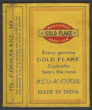 Vintage Gold Flake Cigarette Packet W.  D.  & H.  O.  Wills,  India