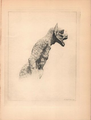 Vintage Art Print - Paris - A Devil Of Notre Dame - 1929 - John Taylor Arms