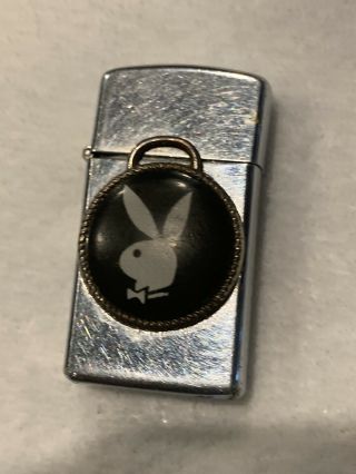 Vintage Playboy Zippo Lighter Chrome Playboy Bunny Raised Metal Logo Rare