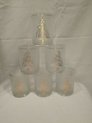 Vintage Culver Set Of 6 A Very Merry Christmas Drink Glasses Lowball 8oz Gold