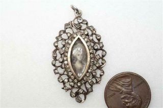 Pretty Antique Silver & Gold Foiled Paste Portrait Miniature Locket Pendant