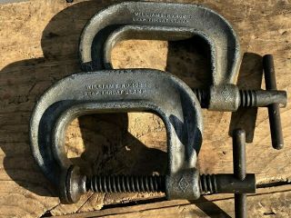 Two / Vintage J.  H.  Williams & Co.  No 402 Deep Throat C - Clamp Drop Forged In Usa