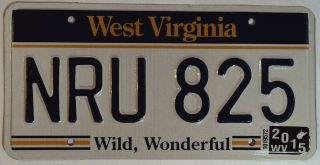 West Virginia Wv Vintage License Plate Tag 12015 Wild Wonderful Nru 825 S
