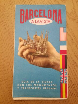 Vtg 1967 Barcelona Spain A La Vista City Street Highway Road Map Tourist Guide