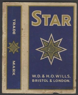 Vintage Star Cigarette Packet W.  D.  & H.  O.  Wills,  India