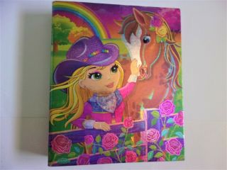 Vintage Lisa Frank 3 - Ring Binder Cowgirl With Horse Pony Rainbow Hardcover