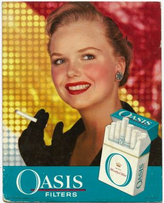 Oasis Filter Cigarettes,  Liggett & Myers Tobacco Co. ,  Cardboard Ad Sign