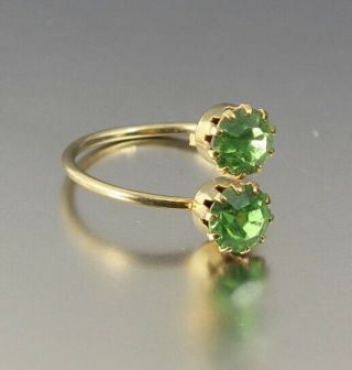 Vintage 60’s Green Crystal Glass Rhinestone Bead Adjustable Cocktail Ring