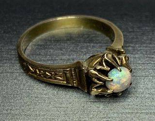 Antique Victorian 1800’s Opal 14k Yellow Gold Ring Etched
