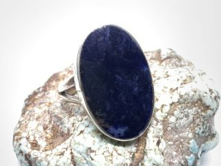Vintage Taxco Mexico Sterling Silver And Blue Sodalite Oval Ring (sz.  5.  5)
