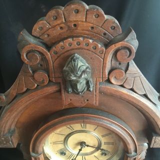 Large Antique Victorian Walnut Mirror Side Mantel Clock Poss Ansonia Triumph ? 2