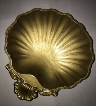 Vintage Brass Colored Metal Seashell Candy Dish/ashtray