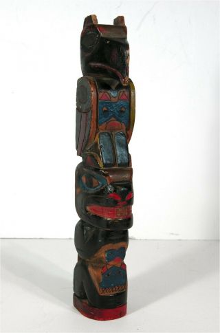 1910s Native American Tlingit Or Haida Indian Hand Carved Wood Model Totem Pole