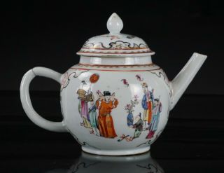 Antique Chinese Famille Rose Porcelain Figural Teapot And Lid Qianlong 18thc