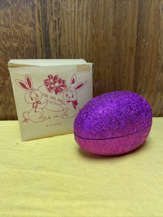 Vintage Russell Stover Foil Easter Egg Shell W/ Box No Bow No Candy Pre Owned