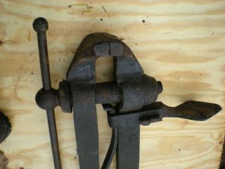 Antique post leg blacksmith vise,  large 6 