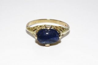 $1,  500 3.  61ct Antique Art Deco Natural No Heat Blue Sapphire Solitaire Ring 14k