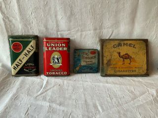 Vintage Pipe Cigarette Tobacco Tins Half And Half Union Laeder Heidsieck Camel