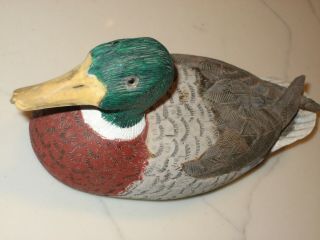 Small Hand Carved Wooden Duck Decoy Signed Larry Gannon 1984 2