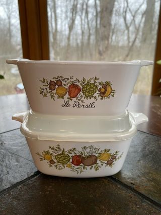Vintage Corning Ware P - 43 - B Petite Pans 2 3/4 Cup Casserole & Lid Spice Of Life