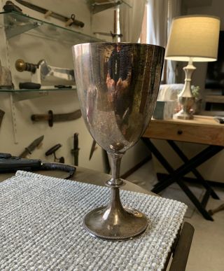 Large Antique Sterling Silver Goblet Wine Glass