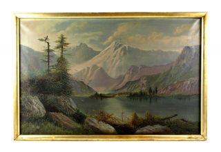 Large Antique 19th Century Landscape Oil Painting White Mountain School