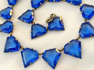 Vintage Antique Art Deco Czech Crystal Paste Glass Bezel Open Back Necklace