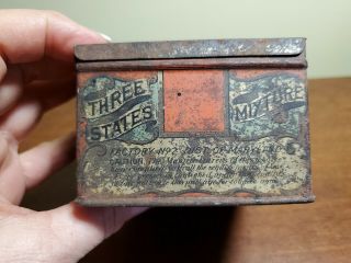 Vintage RARE Tobacco Advertising Tin Canister – THREE STATES MIXTURE As Found 3
