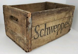 Vintage Schweppes Ginger Ale Soda Pop Wooden Crate Box Advertisement 15x10x8