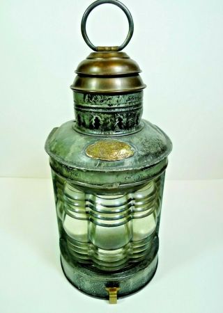 Vintage Brass Oil Lamp Maritime Ship Lantern - Anchor Boat Light Nautical Lamps