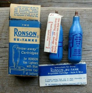 2 Vintage Ronson Cigarette Lighter Bu Tank Cartridge