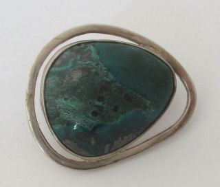 Vintage Sterling Silver Eilat Stone Brooch Israel 925