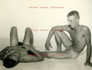 Vintage 4x5 Photograph Amg Male Nude Physique Duo Men Body Beefcake Gay