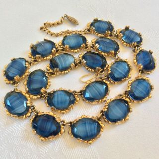 Vintage Sphinx? Georgian Style Rivière Blue Crystal Glass Open Back Necklace